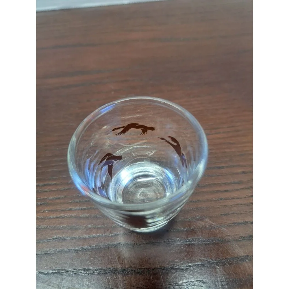 Vintage Shot Glass With Brown Flying Ducks